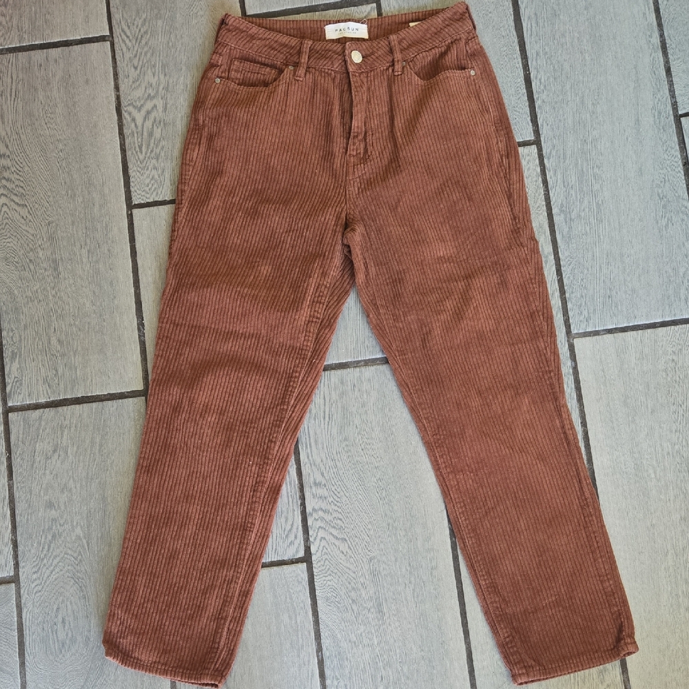 Pacsun Mom Jean Corduroy Rust Orange Women Size 25 Cropped Straight Leg